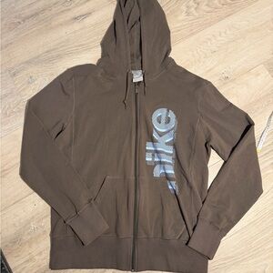 Nike Brown Hoodie with Blue Logo